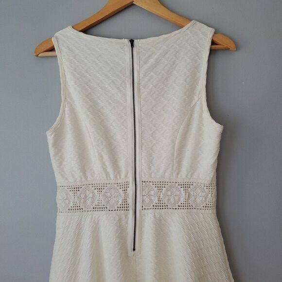 American Rag White Textured Sleeveless Fit Flare Crochet Mini Dress Womens Large - Picture 6 of 9